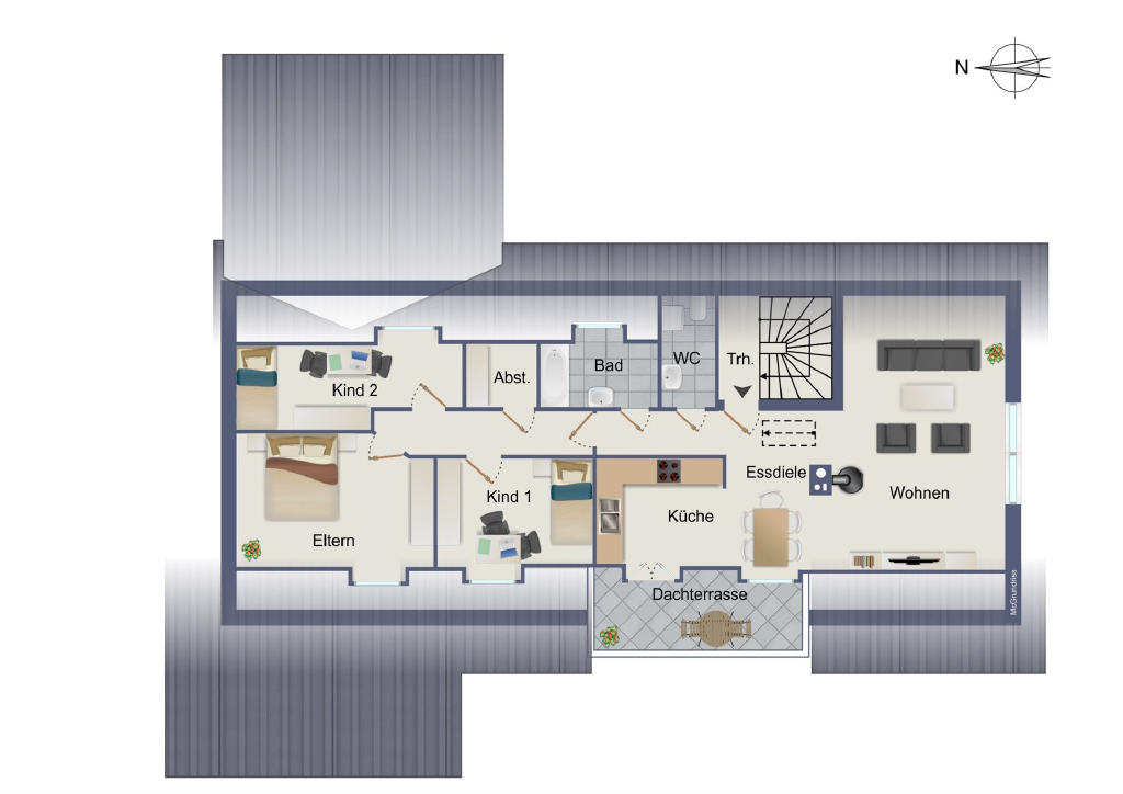 Sonnige Dachterrasse