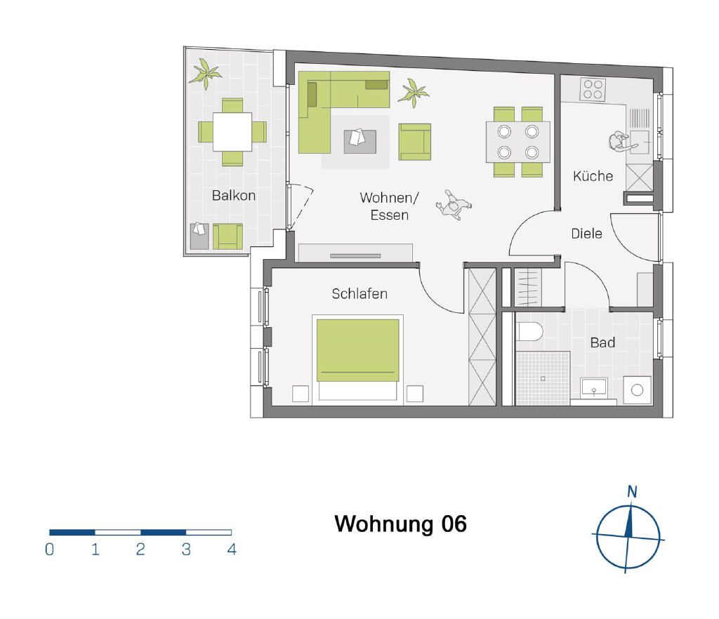 Grundriss 2-Zimmer-Wohnung